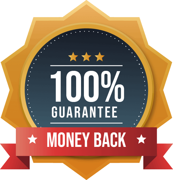 Gold 100% Money Back Guarantee ribbon icon for risk-free Advanced Collagen Plus orders.